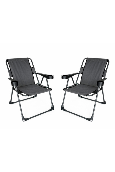 Walke 2 Li Katlanır Kamp Sandalyesi Çİft Taraf Bardaklı Piknik Sandalyesi