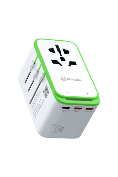 GlocalMe 4G WiFi Hotspot & 70W Travel Adapter, USB-C, Global Plug Compatibility
