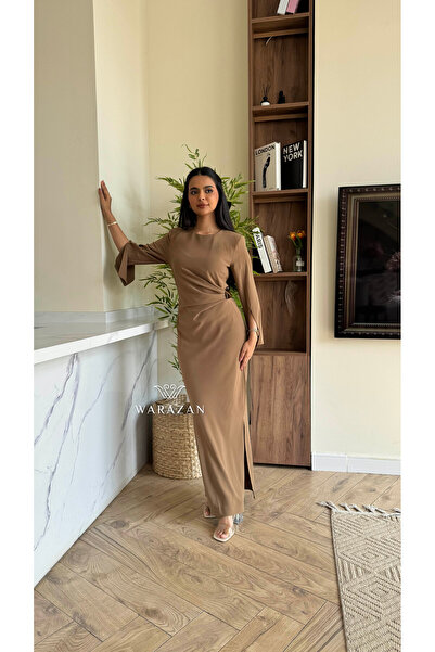 Warazan A soft evening dress with a waist cuff