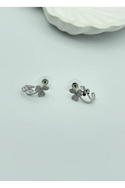 BİJU YILMAZ Vip Silver Flower Earrings - 25-Vip92