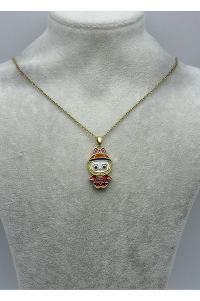 BİJU YILMAZ قلادة لابو من الفولاذ باللون الذهبي الأحمر - 25-ctr367