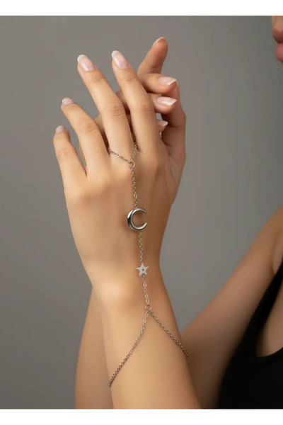 BİJU YILMAZ شاحميران فضي من الفولاذ على شكل نجمة القمر - 25shm21