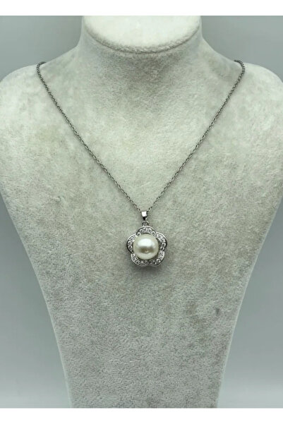 BİJU YILMAZ Steel Silver Pearl Necklace - 25-Ctr94