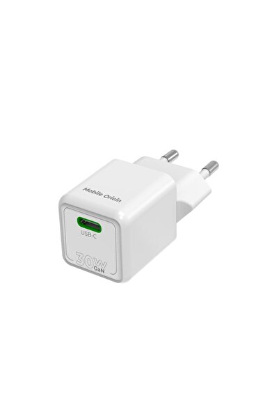 Mobile Origin PW23 USB-C Charger, 30W Fast Charging, Compact Design, White