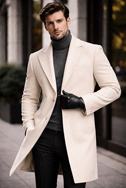 LUMAST Men's Casual Lined Long Cashmere Coat - Hot Design