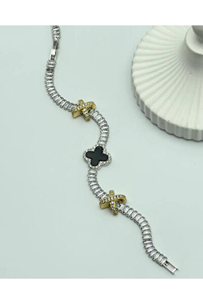 BİJU YILMAZ Steel silver design clover waterway bracelet - 25-blk115