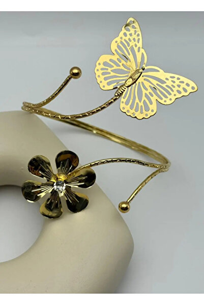 BİJU YILMAZ Vip Gold Flower Stone Butterfly Pazu Handcuffs - 26Pazu03
