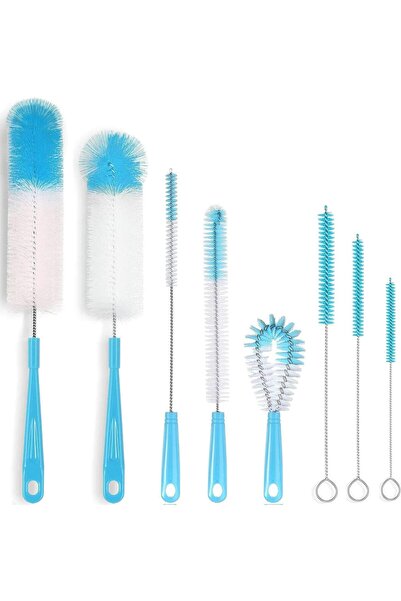 Arabest مجموعة فرش تنظيف الزجاجات مكونة من 8 قطع، فرشاة تنظيف زجاجات بمقبض طو...