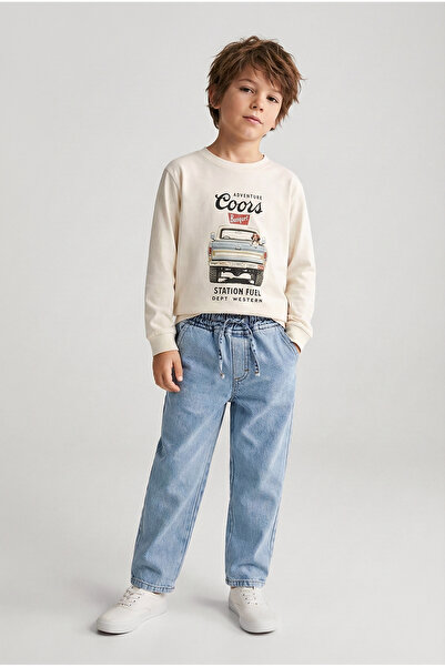 Dmb Boy's Elastic Waist Denim Trousers