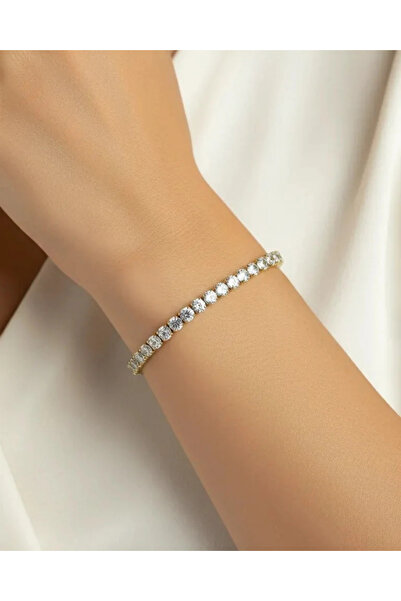 BİJU YILMAZ Steel gold round stone waterway bracelet - 25-blk326