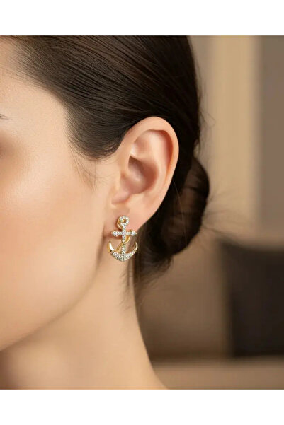 BİJU YILMAZ Xuping Gold Taşlı Çapa Küpe - 25-xpkp335