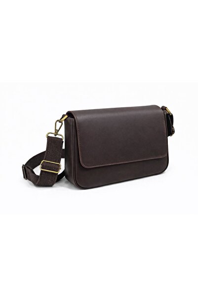 ÖzkanAccessory ARES – Kahve Deri Kapaklı Çapraz Askılı Omuz Çantası