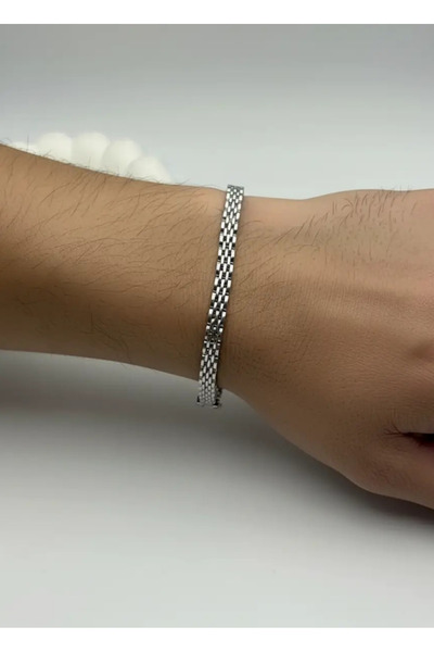 BİJU YILMAZ سوار رولكس فضي للرجال من الفولاذ - 26blke01