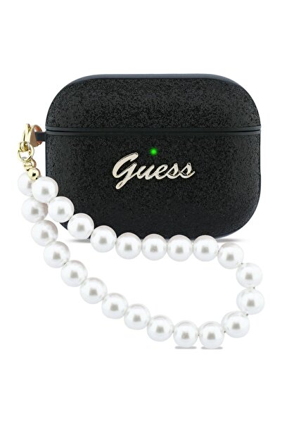 Guess Glitter Pearl Strap Case for Apple AirPods Pro 3, Black