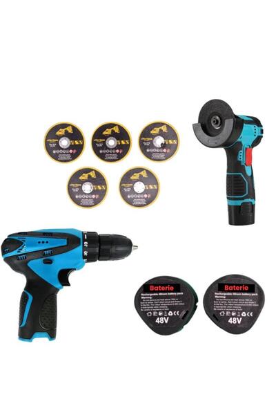 OEM Set Portabil 2 in 1 cu Masina de Gaurit 48V si Polizor Unghiular Compact ...