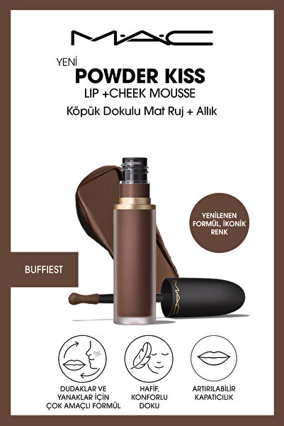 M.A.C Powder Kiss Lip & Cheek Mousse Dudak ve Yanaklar için Hafif Yapılı Buğu...
