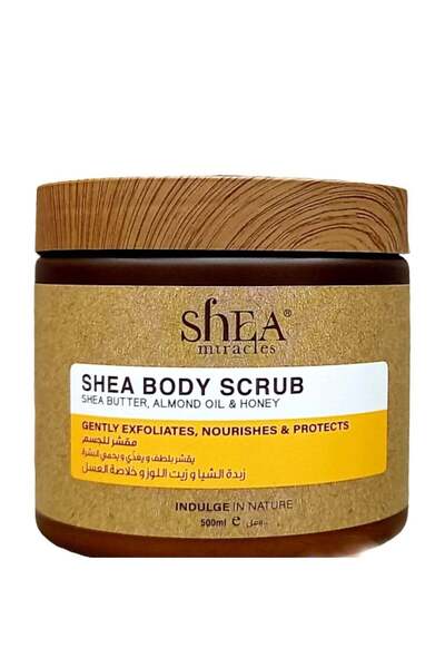 Shea Miracles مقشر الجسم يقشر البشرة بلطف ويغذيها بزبدة الشيا وزيت اللوز، و