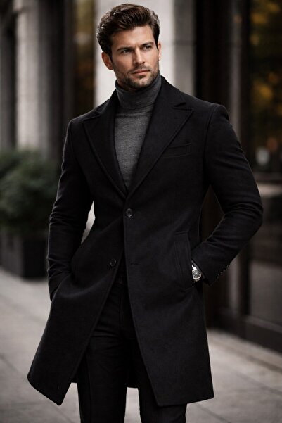 LUMAST Men's Casual Lined Long Cashmere Coat - Hot Design