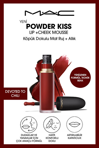 M.A.C Powder Kiss Lip & Cheek Mousse Dudak ve Yanaklar için Hafif Yapılı Buğu...