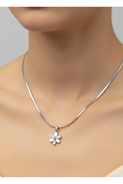 BİJU YILMAZ قلادة ديزي فضية من الفولاذ - 25-clkk188