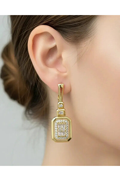 BİJU YILMAZ أقراط ذهبية من Xuping مرصعة بحجر الباجيت - 25-xpkp296