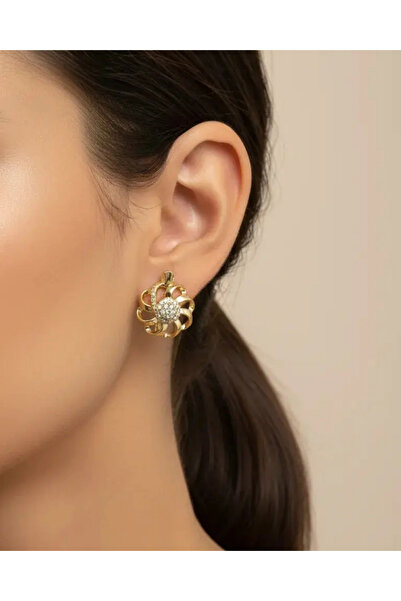 BİJU YILMAZ Xuping Gold Stone Flower Earrings - 25-Xpkp274
