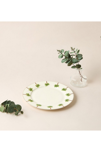 Lifestyle Palm Tree Print Bone China Dinner Plate - 27 cms