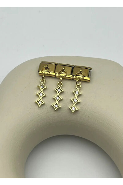 BİJU YILMAZ Steel Gold Stone Dangle Nomi Charm - 25Crm76