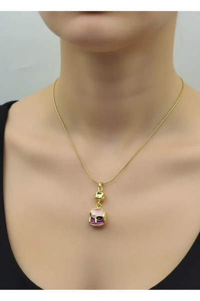 BİJU YILMAZ Steel Gold Colored Design Necklace - 26Clko10