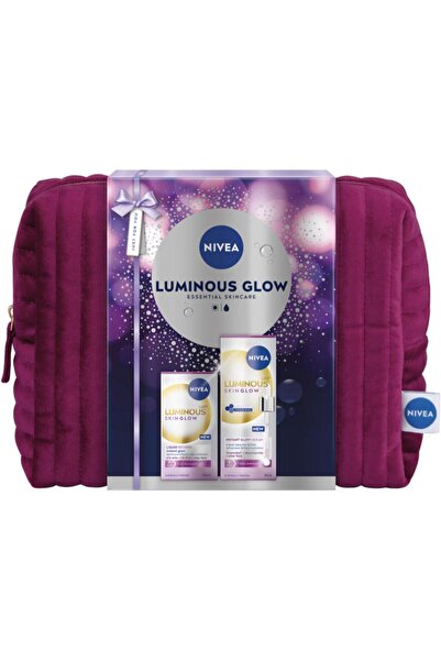 NIVEA Luminous Skin Glow Serum Gift Set 30 ml, Liquid Peeling 100 ml, Bag