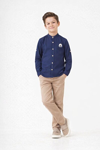 togi Judge Collar Linen Shirt and Belted Trousers Boy's Set