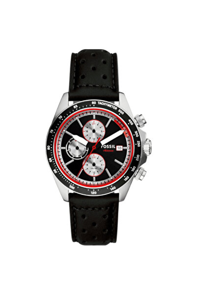 Fossil Men’s Chronograph Quartz Black Leather Strap Black Dial 42 mm Watch