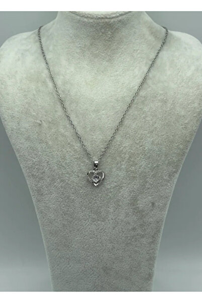 BİJU YILMAZ Steel Silver Stone Cap Necklace - 25-Ctr84