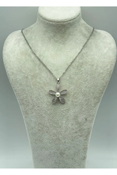 BİJU YILMAZ Steel Silver Daisy Necklace - 25-Ctr256