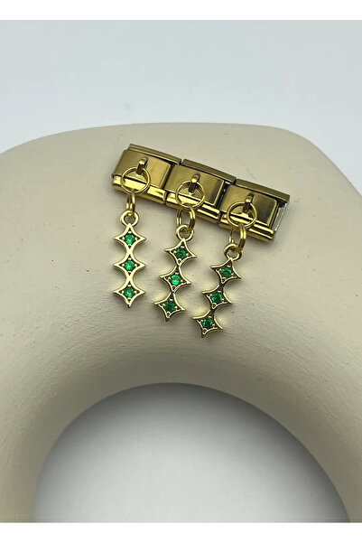 BİJU YILMAZ قلادة نومي الذهبية الخضراء المصنوعة من الفولاذ - 25crm109