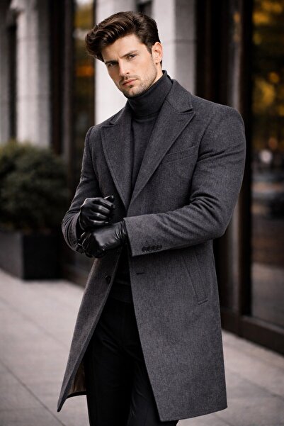 LUMAST Men's Casual Lined Long Cashmere Coat - Hot Design