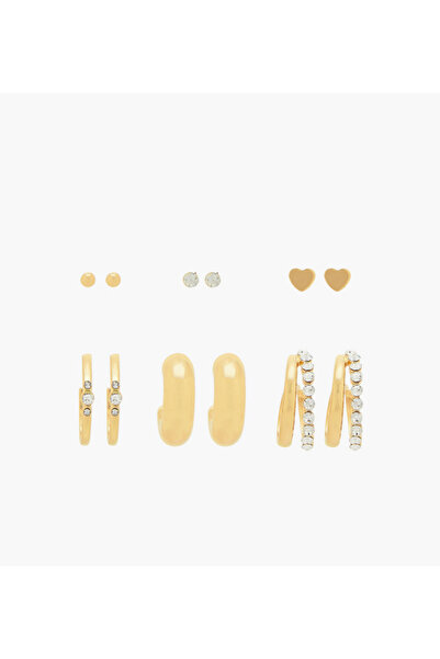 Lifestyle عبوة من 6 أقراط ذهبية اللون مزودة بإغلاق خلفي قابل للدفع