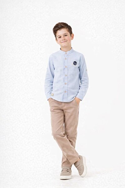 togi Judge Collar Linen Shirt and Belted Trousers Boy's Set