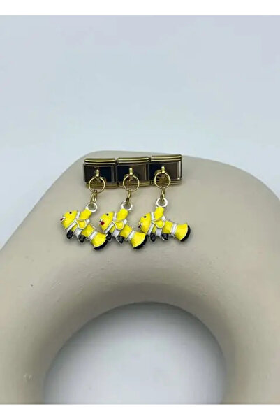 BİJU YILMAZ قلادة على شكل سمكة ذهبية صفراء من الفولاذ - 25crm65