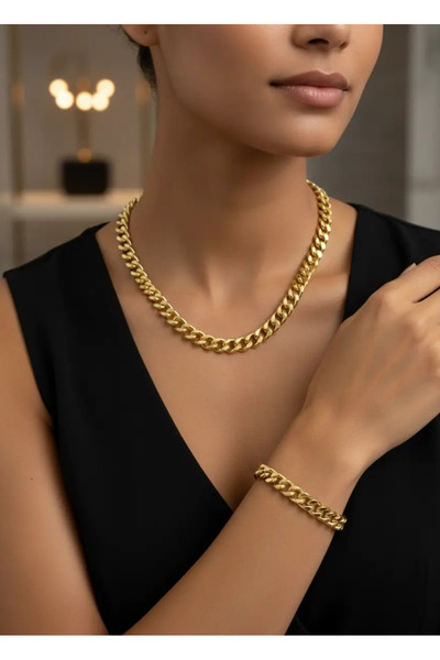 BİJU YILMAZ Xuping Gold Bileklik Kolye Set - 26xps04