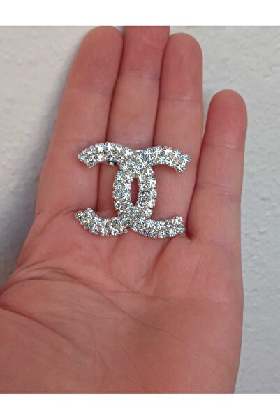 shop broş, yaka iğnesi, chanel model 3.5 cm şık bir tasarım gümüş renk