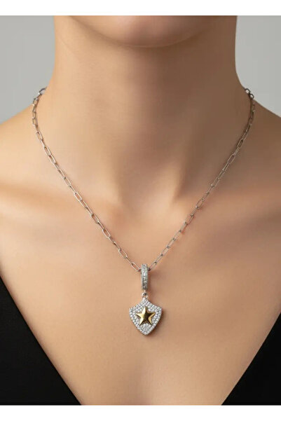 BİJU YILMAZ Steel Silver Design Necklace - 25-Clkk221