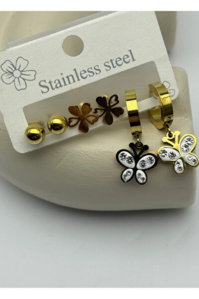 BİJU YILMAZ Steel gold butterfly hoop earrings - 25-clk77