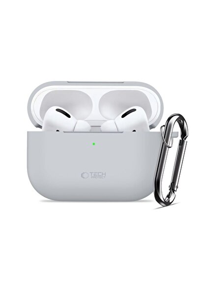 Tech-Protect Apple AirPods Pro 3 Compatible Grey Silicone Case with Carabiner