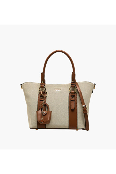 Bessie London Textured Tote Bag with Charm Detail