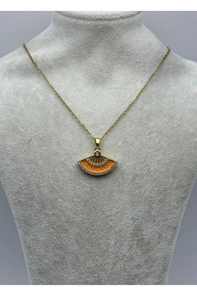 BİJU YILMAZ قلادة مروحة من الفولاذ باللون الذهبي البرتقالي - 25-ctr325