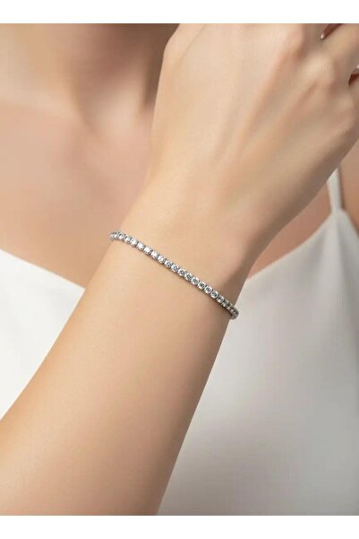 BİJU YILMAZ Steel silver mini round stone waterway bracelet - 26slb17