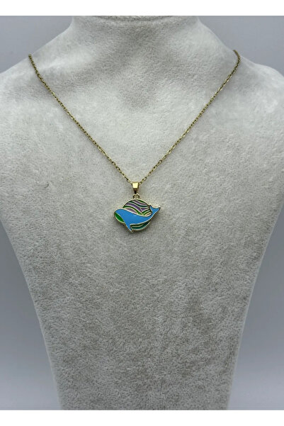 BİJU YILMAZ قلادة سمكة زرقاء ذهبية من الفولاذ - 25-ctr348