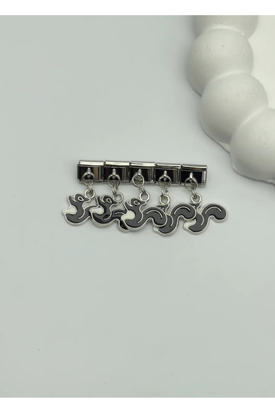 BİJU YILMAZ قلادة فضية من الفولاذ على شكل سنجاب - 25سم18