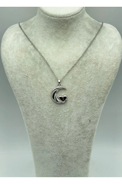BİJU YILMAZ Steel silver moon detail necklace - 25-ctr247